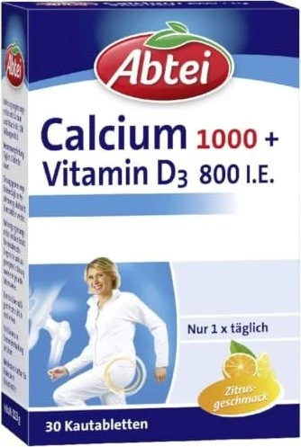Abtei Calcium 1000 + Vitamin D3 Osteo Vital Brausetabletten, 30 Stück