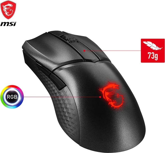 MSI Clutch GM31 Lightweight Wireless Gaming Mouse schwarz, USB