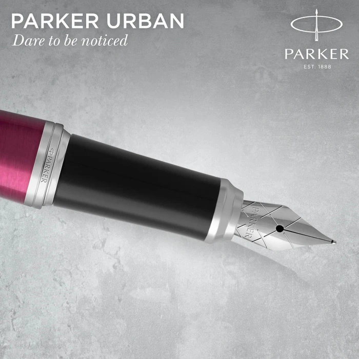 Parker Urban vibrant magenta/chrome trim, rechte Hand, fein, Geschenkbox