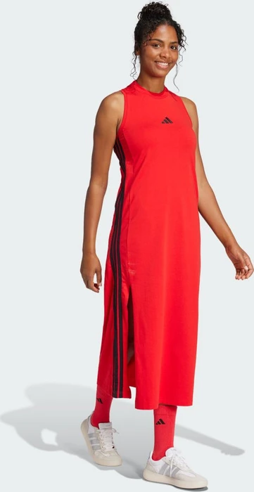 adidas Essentials 3-Streifen Long Racerback Kleid pure ruby/black (Damen)