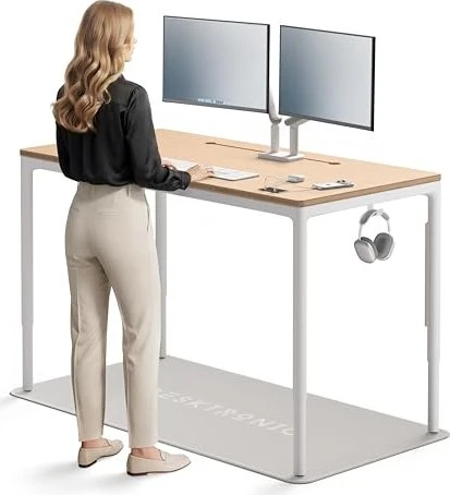 Desktronic HomeMax Sitz-Steh-Schreibtisch 160x80cm Bambus/weiß
