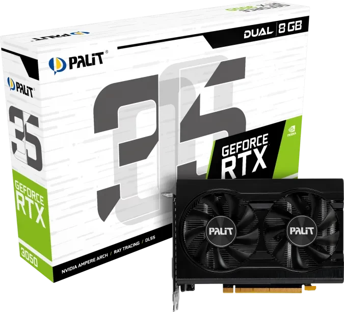 Palit GeForce RTX 3050 Dual / Dual V1 (GA107), 8GB GDDR6, DVI, HDMI, DP
