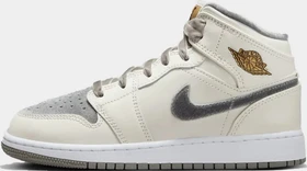 Nike Air Jordan 1 Mid SE sail/metallic gold/flat pewter (Junior)