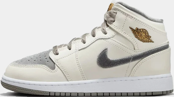 Nike Air Jordan 1 Mid SE sail/metallic gold/flat pewter (Junior)