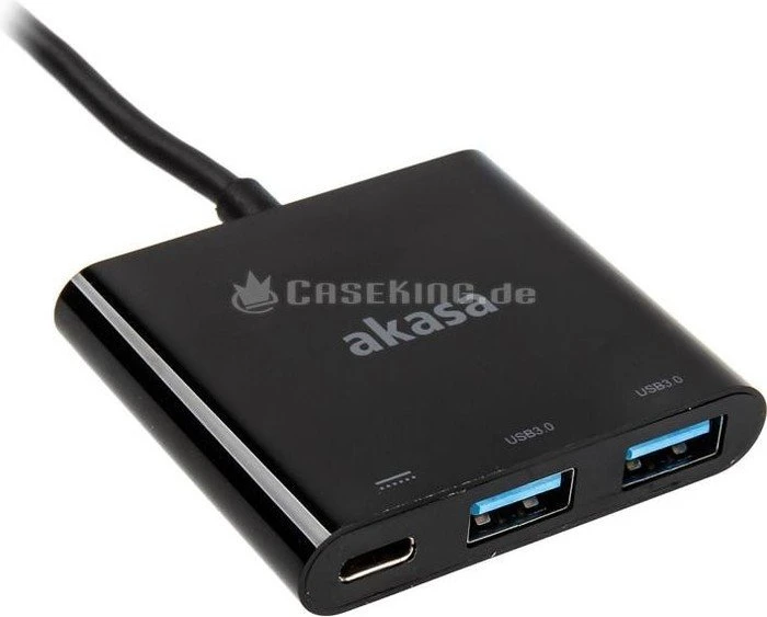 Akasa Type-C power delivery adapter USB-Hub, 2x USB-A 3.0, USB-C [Stecker]