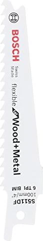 Bosch Professional S511DF Flexible for Wood and Metal Säbelsägeblatt, 100x0.9mm, 2 Stück