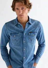 Wrangler Regular Western Hemd langarm mid light wash (Herren)