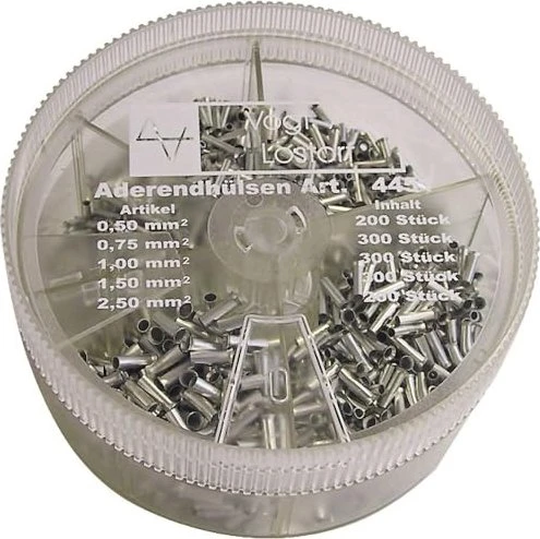 Vogt Aderendhülsen-Sortiment 0.5 mm², 0.75 mm², 1 mm², 1.5 mm², 2.5 mm² Unisoliert Metall 500