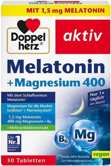 Doppelherz aktiv Melatonin + Magnesium 400 Tabletten, 30 Stück