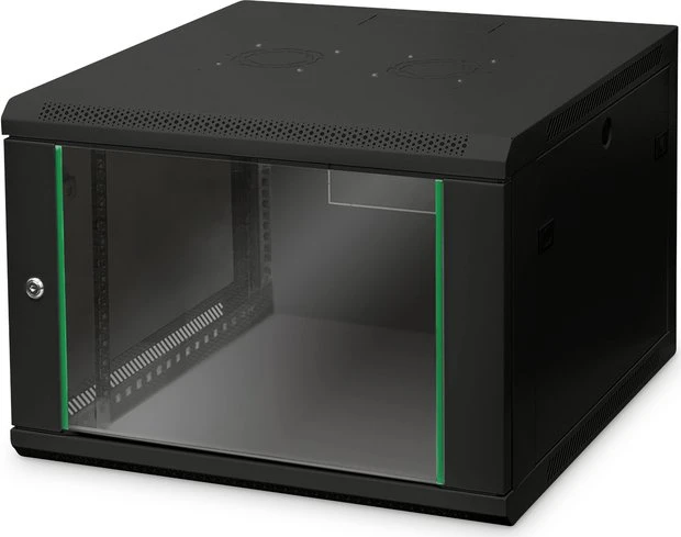 Digitus Professional Dynamic Basic Serie Wandschrank 7HE, Sicherheitsglastür, IP2X, schwarz, 600mm tief