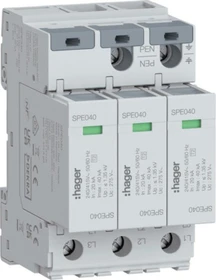 Hager Überspannungsableiter 3P T2 TNC Uc 275V In 20kA Imax 40kA