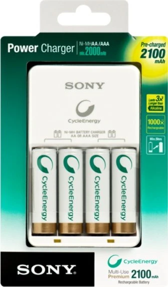 Sony BCG34HLD4K Schnellladegerät inkl. 4x Mignon AA NiMH Akkus 2100mAh