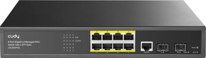 Cudy GS20 Rackmount Gigabit Managed Switch, 8x RJ-45, 2x SFP, 120W PoE+
