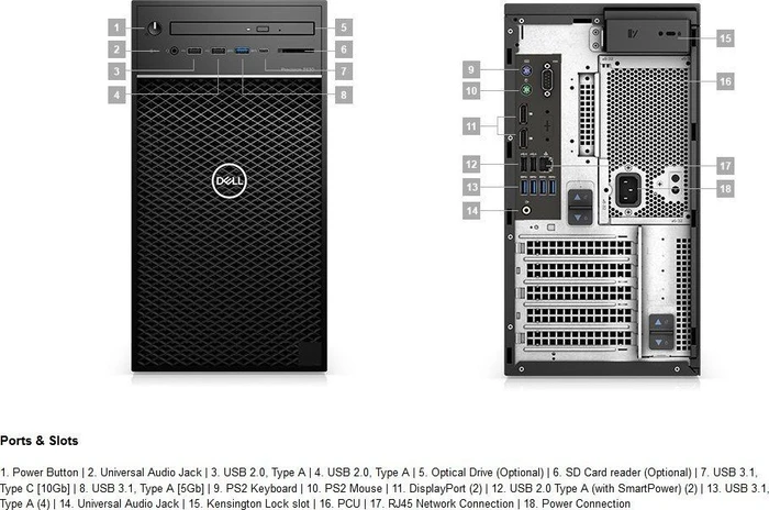 Dell Precision 3630 Tower, Core i7-8700, 16GB RAM, 512GB SSD, 1TB HDD