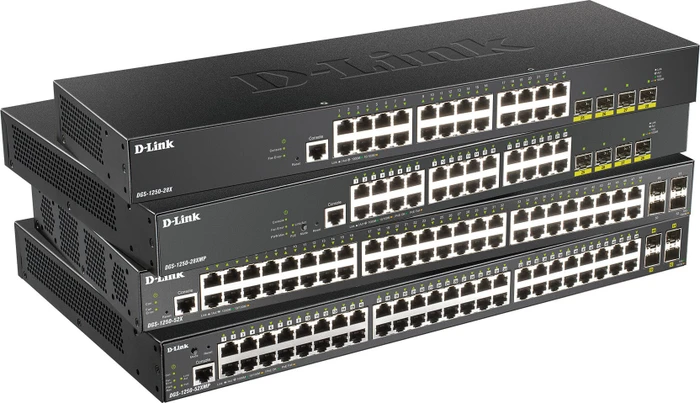 D-Link DGS-1250 Rackmount Gigabit Smart Switch, 48x RJ-45, 4x SFP+, 370W PoE+