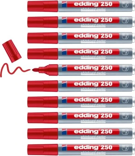 edding 250 Whiteboardmarker rot, 10er-Pack