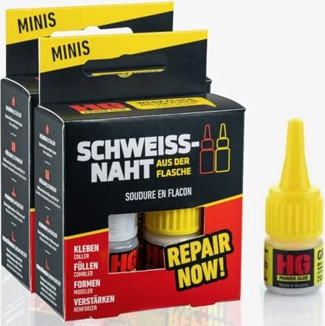 HG Power Glue Mini Schweissnaht aus der Flasche Universalkleber Set, 40g (3x 10g + 2x 5g)