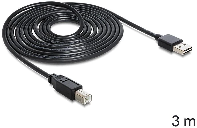 DeLOCK EASY-USB 2.0 Kabel, USB-A [Stecker] auf USB-B [Stecker], 3m
