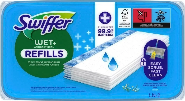 Swiffer Wet+ Antibacterial Feuchte Bodentücher Nachfüllpack, 10 Stück