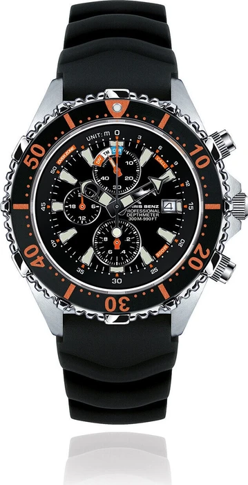 Chris Benz Depthmeter Chronograph 300m Taucheruhr korallenorange/schwarz