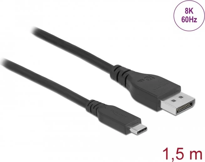 DeLOCK USB-C [Stecker] auf DisplayPort 1.4 [Stecker] Kabel 8K 60Hz schwarz, 1.5m
