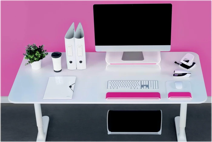 Leitz Ergo WOW höhenverstellbare Handgelenkauflage für Tastatur, rosa/weiß