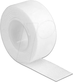 DeLOCK Klettband auf Rolle, 20mm, 1m, weiß
