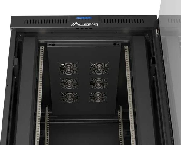 Lanberg 19" Rackschrank 37HE, LCD, freistehend, Flat Pack, V2, Glastür, IP20, RAL 9004, 1000mm tief
