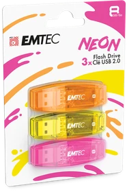Emtec C410 Neon 8GB, USB-A, USB 2.0, 3er-Pack