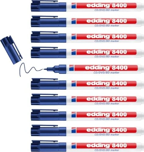 edding 8400 CD/DVD/BD Marker blau, 10er-Pack