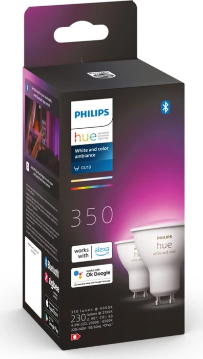 Philips Hue White and Color Ambiance 350 GU10 4.3W, 2 Stück