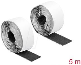 DeLOCK Klettband selbstklebend, mit Haft- und Flauschband, 50mm, 5m, schwarz
