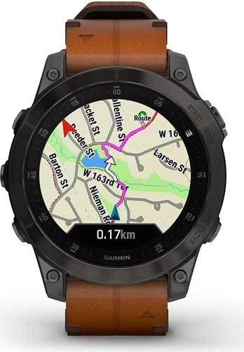 Garmin epix 2 Sapphire black titanium/chestnut leather