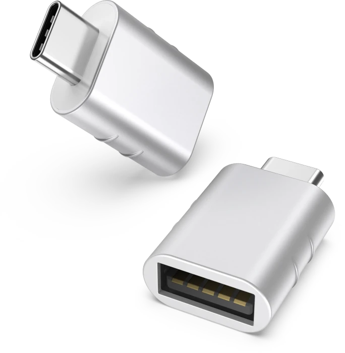 Syntech USB-Adapter, USB 3.0, 5Gb/s, USB-A 3.0 [Buchse] auf USB-C 3.0 [Stecker], Silver, 2er-Pack