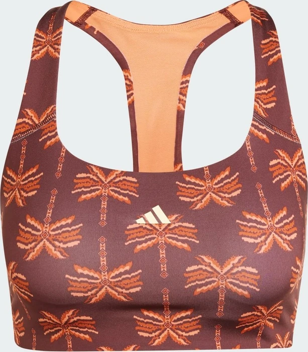 adidas x FARM Rio Medium-Support Sport-BH mystery brown/fox red/easy yellow (Damen)