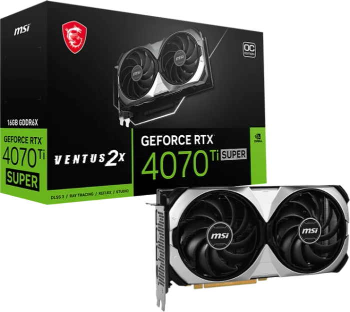 MSI GeForce RTX 4070 Ti SUPER 16G Ventus 2X OC, 16GB GDDR6X, HDMI, 3x DP