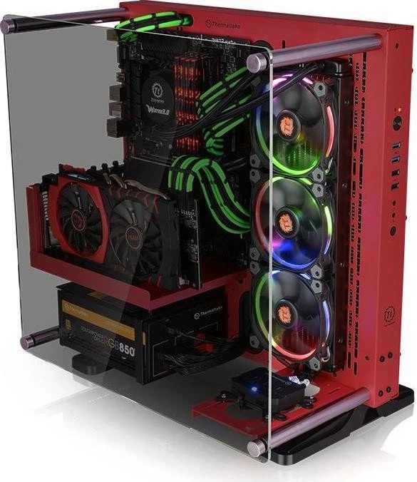 Thermaltake Core P3 Tempered Glass Red Edition, weiß, Glasfenster