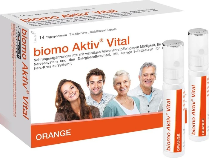 biomo pharma Aktiv Vital Trinkflaschen + Kapseln Packung für 14 Tage, 1 Stück