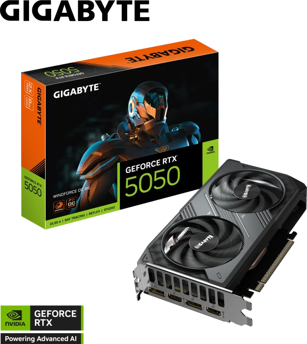 GIGABYTE GeForce RTX 5050 Windforce OC 8G, 8GB GDDR6, 2x HDMI, 2x DP