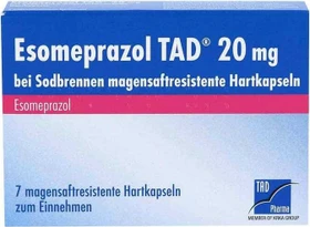 Esomeprazol TAD 20mg bei Sodbrennen magensaftresistente Hartkapseln, 7 Stück