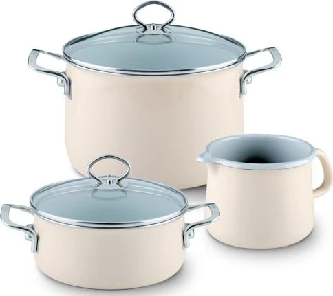 Riess Emaille Nouvelle Kochgeschirr-Set avorio, 3-tlg.