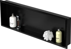 LuxeBath Duschnische 30x90cm Unterputz edelstahl schwarz