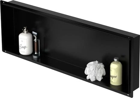 LuxeBath Duschnische 30x90cm Unterputz edelstahl schwarz
