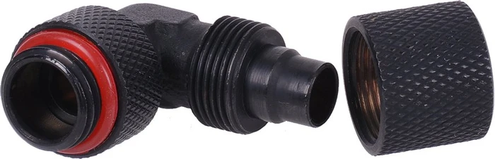 Aquatuning HF Schlauchanschluss, 90°, G1/4" AG auf 11/8mm drehbar, schwarz