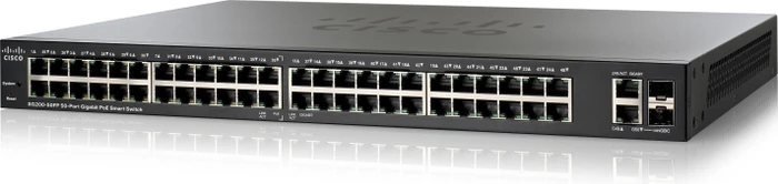 Cisco SG200 Rackmount Gigabit Smart Switch, 48x RJ-45, 2x RJ-45/SFP, 375W PoE