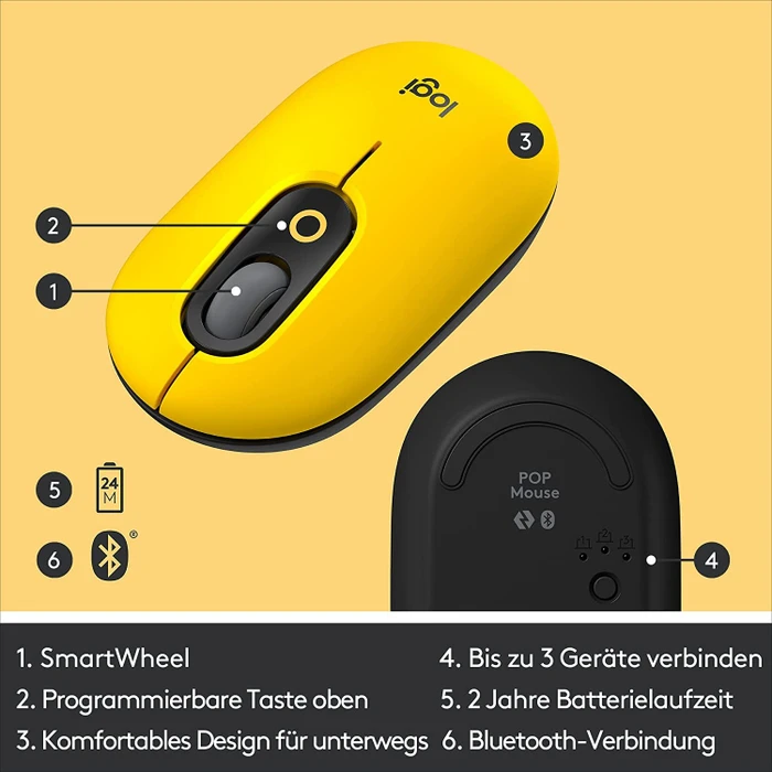 Logitech POP Wireless Mouse, Blast, Logi Bolt, USB/Bluetooth