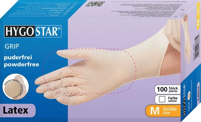 Franz Mensch Hygostar Latex Grip Einweghandschuhe weiß, 100 Stück