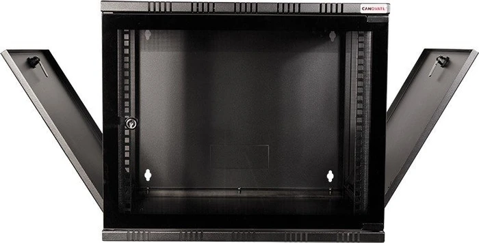 LogiLink Canovate ECO Wandgehäuse 9HE, Sicherheitsglastür, schwarz, 550mm tief