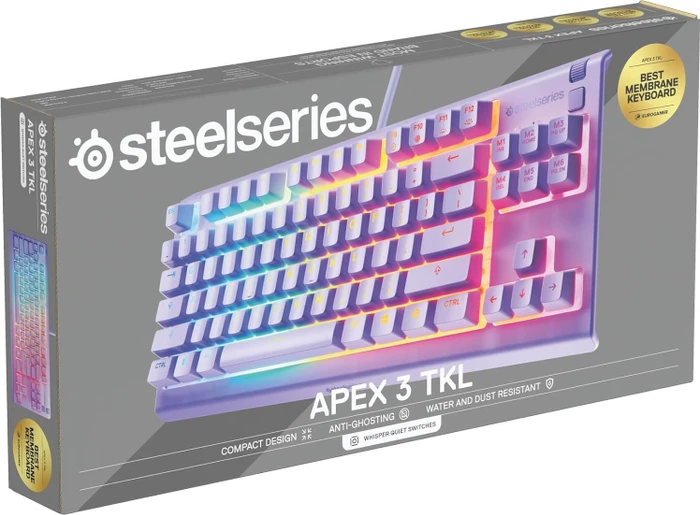 SteelSeries Apex 3 TKL, Lavender, violett, LEDs RGB, USB, US
