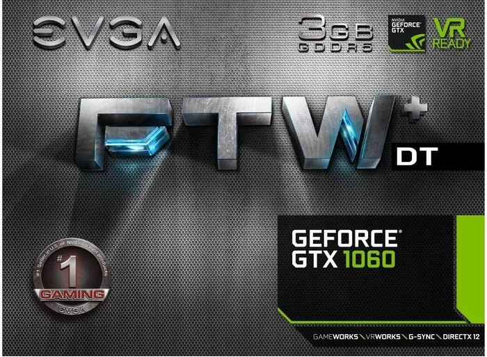EVGA GeForce GTX 1060 FTW+ DT Gaming, 3GB GDDR5, DVI, HDMI, 3x DP